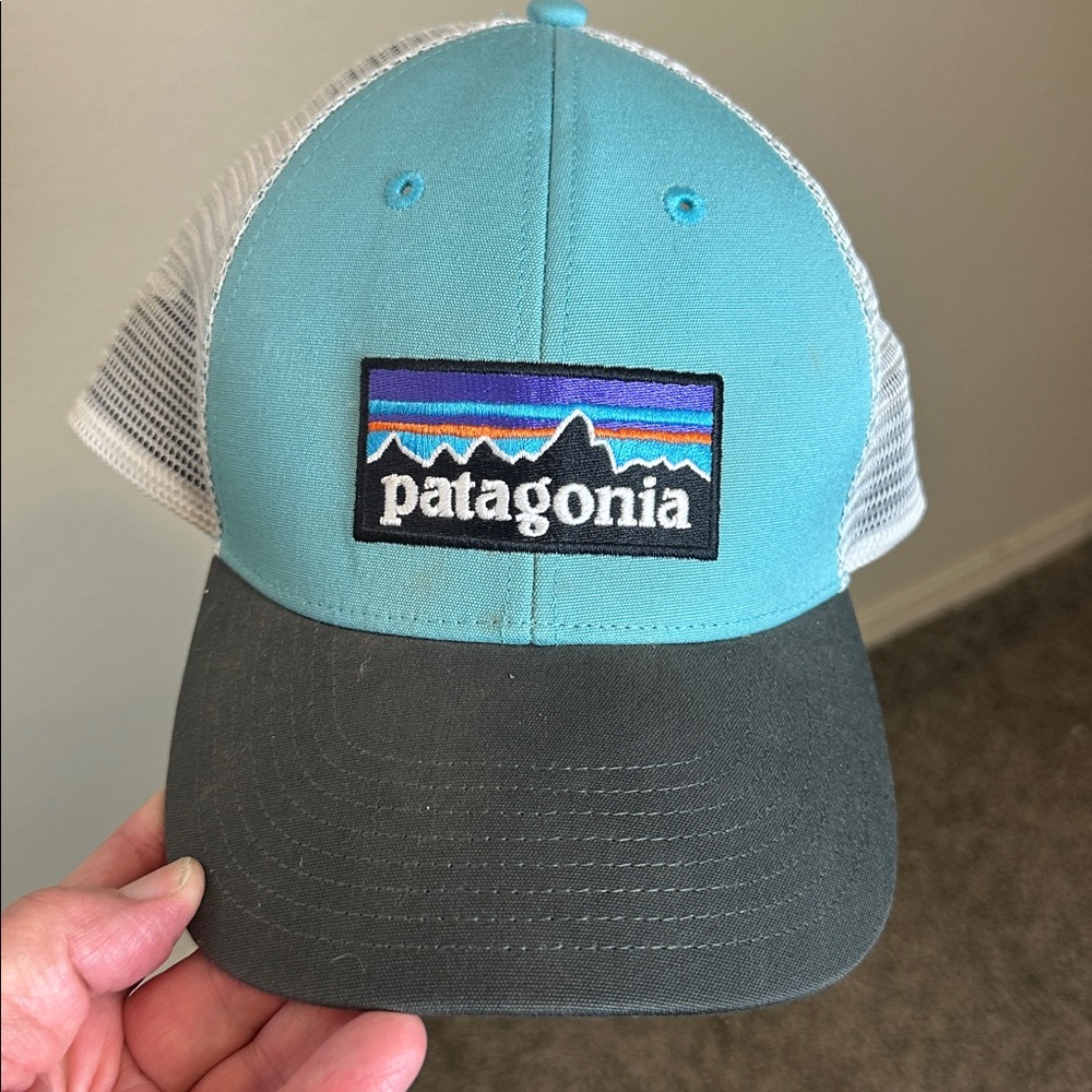Patagonia Logo Trucker Hat Blue‎ Mesh Snapback Cap One Size Adjustable Outdoor